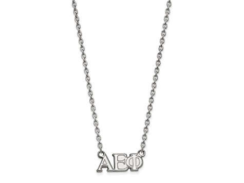 Rhodium Over Sterling Silver LogoArt Alpha Epsilon Phi Medium Pendant Necklace