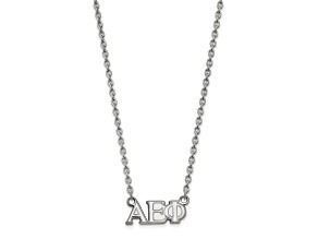 Rhodium Over Sterling Silver LogoArt Alpha Epsilon Phi Medium Pendant Necklace