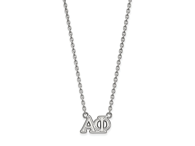 Rhodium Over Sterling Silver LogoArt Alpha Phi Medium Pendant Necklace