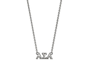 Rhodium Over Sterling Silver LogoArt Alpha Sigma Alpha Medium Pendant Necklace