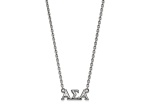 Rhodium Over Sterling Silver LogoArt Alpha Sigma Alpha Medium Pendant Necklace