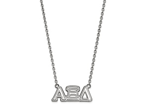 Rhodium Over Sterling Silver LogoArt Alpha Xi Delta Medium Pendant Necklace