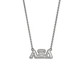 Rhodium Over Sterling Silver LogoArt Alpha Xi Delta Medium Pendant Necklace