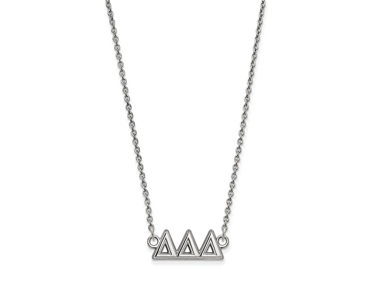 Rhodium Over Sterling Silver LogoArt Delta Delta Delta Medium Pendant Necklace