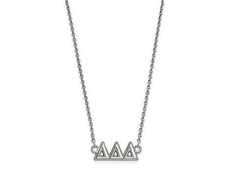 Rhodium Over Sterling Silver LogoArt Delta Delta Delta Medium Pendant Necklace