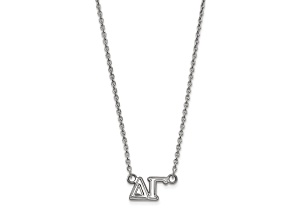 Rhodium Over Sterling Silver LogoArt Delta Gamma Medium Pendant Necklace