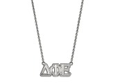 Rhodium Over Sterling Silver LogoArt Delta Phi Epsilon Medium Pendant Necklace