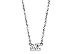 Rhodium Over Sterling Silver LogoArt Delta Zeta Medium Pendant Necklace