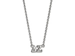 Rhodium Over Sterling Silver LogoArt Delta Zeta Medium Pendant Necklace