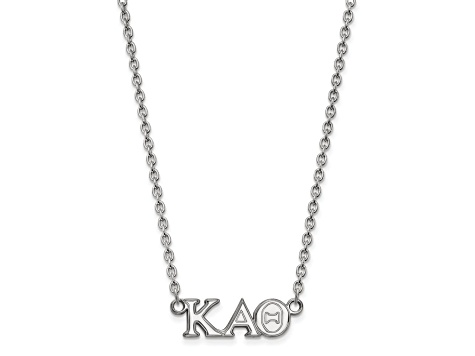 Rhodium Over Sterling Silver LogoArt Kappa Alpha Theta Medium Pendant Necklace