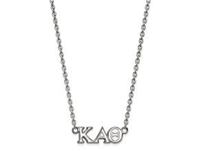 Rhodium Over Sterling Silver LogoArt Kappa Alpha Theta Medium Pendant Necklace