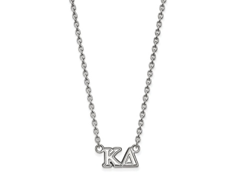 Rhodium Over Sterling Silver LogoArt Kappa Delta Medium Pendant Necklace