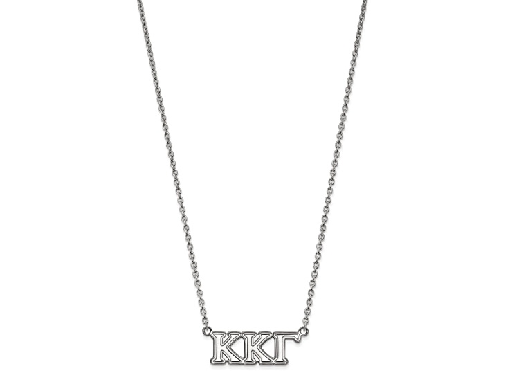 Rhodium Over Sterling Silver LogoArt Kappa Kappa Gamma Medium Pendant Necklace