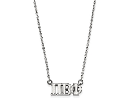 Rhodium Over Sterling Silver LogoArt Pi Beta Phi Medium Pendant Necklace