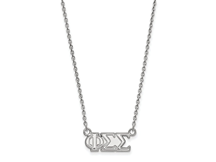 Rhodium Over Sterling Silver LogoArt Phi Sigma Sigma Medium Pendant Necklace