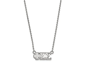 Rhodium Over Sterling Silver LogoArt Phi Sigma Sigma Medium Pendant Necklace
