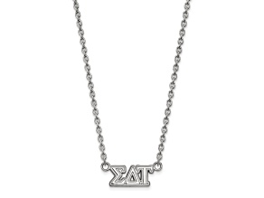 Rhodium Over Sterling Silver LogoArt Sigma Delta Tau Medium Pendant Necklace
