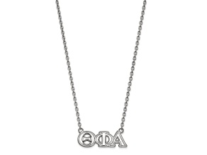 Rhodium Over Sterling Silver LogoArt Theta Phi Alpha Medium Pendant Necklace
