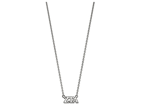 Rhodium Over Sterling Silver LogoArt Zeta Tau Alpha Medium Pendant Necklace