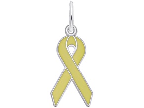 Silver Yellow Ribbon Charm