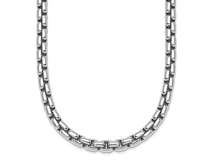 Rhodium Over Sterling Silver 6.0mm Box 20 Inch Chain - 19TZXA | JTV