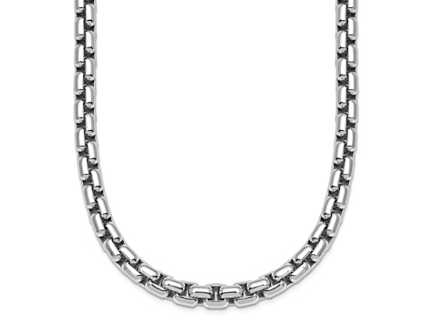 Rhodium Over Sterling Silver 6.0mm Box 20 Inch Chain - 19TZXA | JTV
