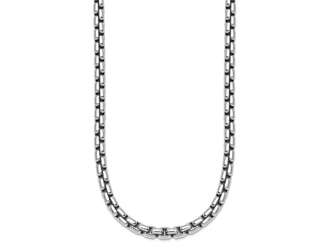 Rhodium Over Sterling Silver 6.0mm Box 20 Inch Chain - 19TZXA | JTV