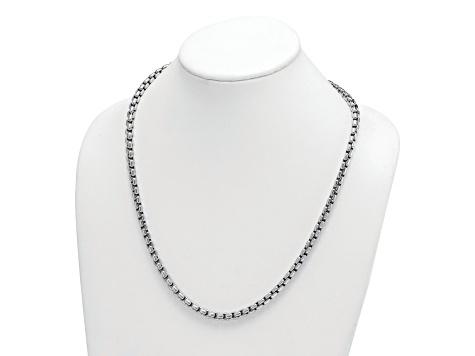 Rhodium Over Sterling Silver 6.0mm Box 20 Inch Chain - 19TZXA | JTV