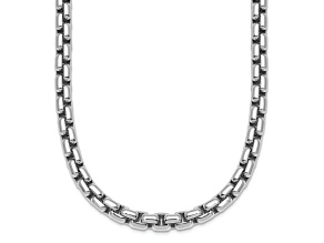 Rhodium Over Sterling Silver 6.0mm Box 30 Inch Chain