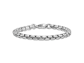 Rhodium Over Sterling Silver 6.0mm Box 8 Inch Chain