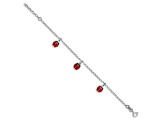 Rhodium Over Sterling Silver Enamel Ladybugs with 1-inch Extension Children's Bracelet