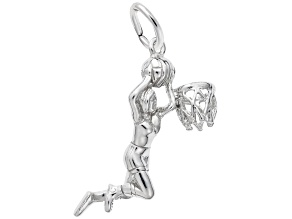 Silver Female Basketball Charm