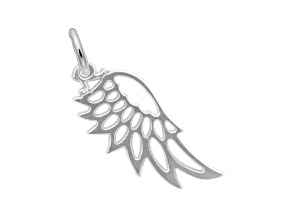 Rhodium Over Sterling Silver Angel Wing Measures Approx 25.5mm x 10.86mm
