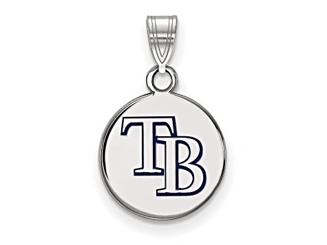 Rhodium Over Sterling Silver MLB LogoArt Tampa Bay Rays Brewers Enamel Pendant