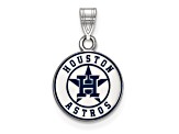 Rhodium Over Sterling Silver MLB LogoArt Houston Astros Enamel Pendant