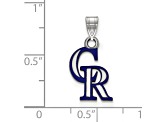 Rhodium Over Sterling Silver MLB LogoArt Colorado Rockies Enamel Pendant