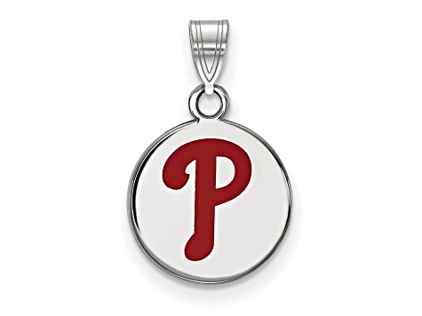 Rhodium Over Sterling Silver MLB LogoArt Philadelphia Phillies Enamel Pendant