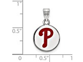 Rhodium Over Sterling Silver MLB LogoArt Philadelphia Phillies Enamel Pendant