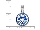 Rhodium Over Sterling Silver MLB LogoArt Toronto Blue Jays Enamel Pendant