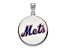 Rhodium Over Sterling Silver MLB LogoArt New York Mets Enamel Pendant