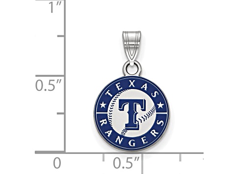 Rhodium Over Sterling Silver MLB LogoArt Texas Rangers Enamel Pendant