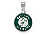 Rhodium Over Sterling Silver MLB LogoArt Oakland Athletics Enamel Pendant