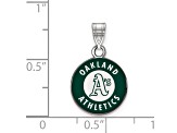 Rhodium Over Sterling Silver MLB LogoArt Oakland Athletics Enamel Pendant