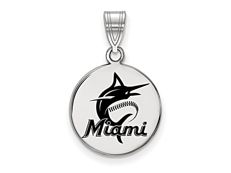 Rhodium Over Sterling Silver MLB LogoArt Houston Astros Enameled Pendant