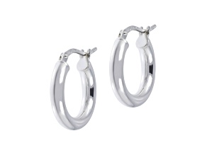 Sterling Silver Polished 1/2" Round Hoop Earrings