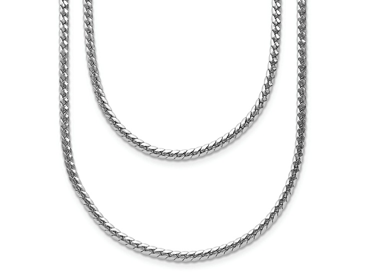 Rhodium Over Sterling Silver Polished Fancy 2-strand with 2-inch Extension Necklace