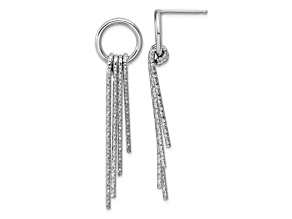 Rhodium Over Sterling Silver D/C Movable Dangle Post Earrings