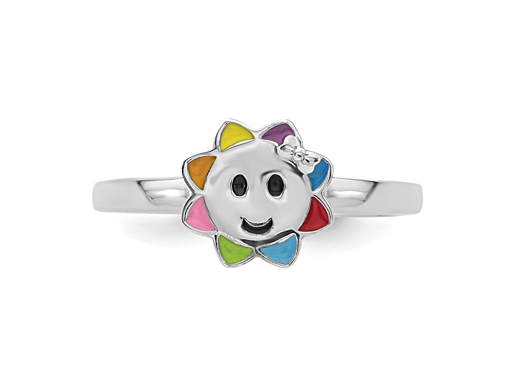 White Smiley Flower Ring