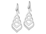 Rhodium Over Sterling Silver Polished and Textured Grooved Fancy Drop Dangle Earrings