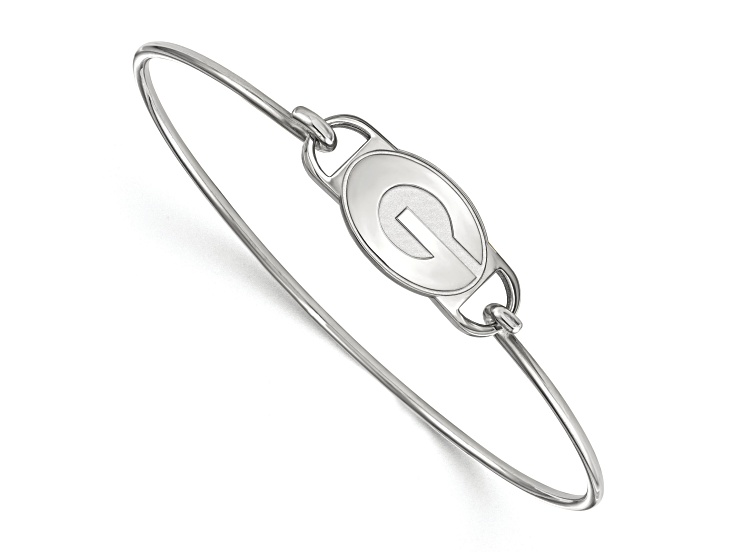 Rhodium Over Sterling Silver LogoArt University of Georgia Wire Bangle
